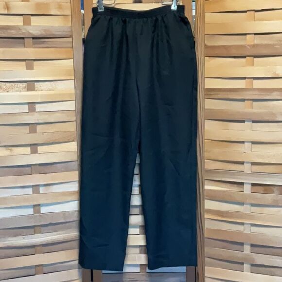 Alfred Dunner Black Straight Leg Pants Women 14P Elastic Waist Polyester Trouser - Picture 1 of 7